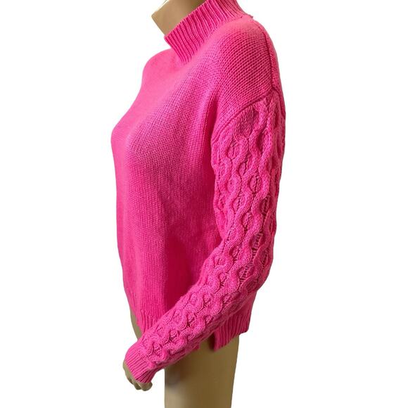 TRIBEKKA 44 Womens Size Small Hot Neon Pink Mock Turtleneck Pullover Sweater - Picture 5 of 7